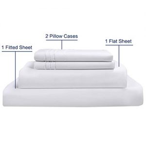 COTTONHOUSE 1000 Thread Count Imported 100% Organic Cotton Sheets Luxury Hotel Collection Egyption Cotton White Queen Size 4 Pieces Sheet Set with deep Pocket, Machine Washable