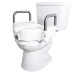 Vaunn Medical Elevated Raised Toilet Seat and Commode Booster Seat Riser with Removable Padded Grab Bar Handles and Locking Mechanism