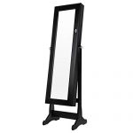 Homegear Mirrored Jewelry Cabinet with Stand Black