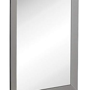 Hamilton Hills Large Framed Wall Mirror with Smoke Gray 3 Inch Angled Beveled Mirror Frame | Vanity, Bedroom, or Bathroom | Mirrored Rectangle Hangs Horizontal or Vertical (30" x 40")