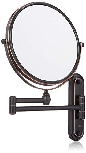 GURUN Two-Sided Swivel Wall Mounted Makeup Mirror With 5X Magnification,Oil-Rubbed Bronze,M1207O(8in,5x Magnification)