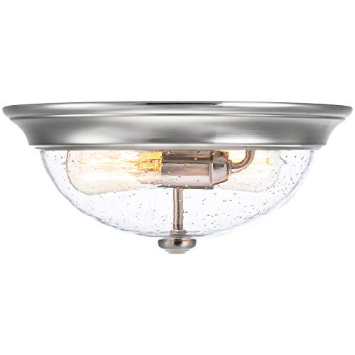 Prominence Home Designer Series Flushmount Lighting Prominence Residence 51382 Designer Sequence Flushmount Lighting, 13" Seeded Glass, Low Profile, Brushed Nickel.