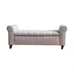 Christopher Knight Home Keiko Fabric Armed Storage Bench, Light Grey