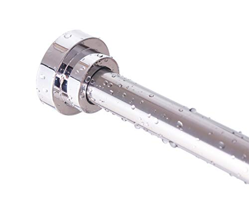 Shower Curtain Rod Tension, 26-40 Inches Stainless Steel Shower Rod, Never Rust Non-Fall Down Long Shower Rod for Bathroom, Non-Slip Extendable Rod for Shower Curtain, No Drill Rod for Kitchen Home