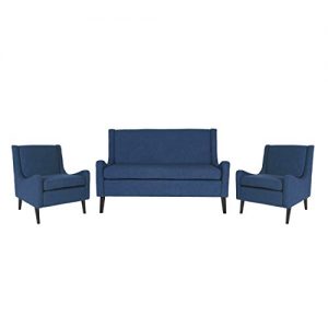 Christopher Knight Home Nash Contemporary Loveseat Chat Set, Navy Blue