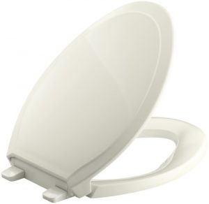 KOHLER K-4734-96 Rutledge Quiet-Close with Grip-Tight Bumpers Elongated Toilet Seat, Biscuit