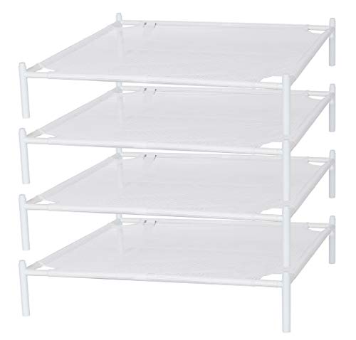 STORAGE MANIAC Flat Sweater Drying Rack Mesh Stackable Clothes Drying Rack for Laundry, White, 4-Pack