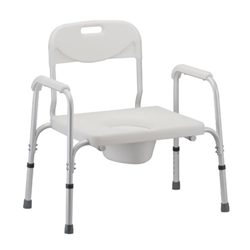NOVA Heavy Duty Bedside Commode, Extra Wide Seat, 450 lb. Weight Capacity, Seat Height Adjustable, Stand Alone or Over Toilet Commode, White
