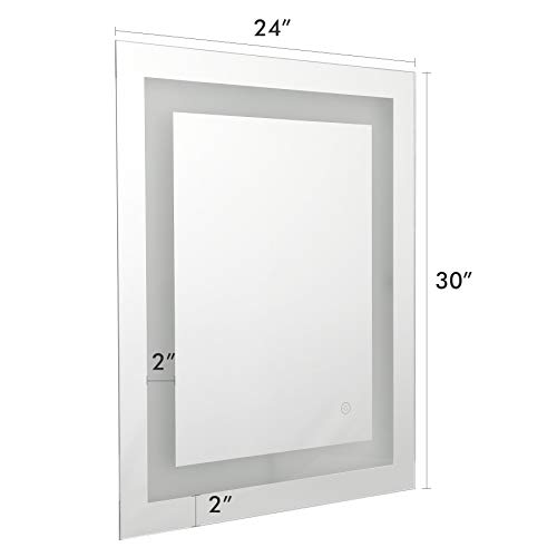 CO-Z Dimmable Rectangle LED Bathroom Mirror CO-Z Dimmable Rectangle LED Toilet Mirror, Plug-in Trendy Lighted Wall Mounted Mirror with Lights&amp;Dimmer, Modern Fogless Gentle Up Backlit Contact Vainness Beauty Toilet Mirror Over Sink.