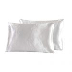 Satin Pillowcase for Hair and Skin-100% Microfiber Satin Pillowcases Standard with Envelope Closure for Silk Sleep,Reduce Hair Breakage&Wrinkle Resistant,2 Pack Pillow Covers for Easy Care,Ivory White
