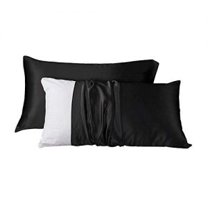 LilySilk 2pc Silk Pillowcase Set Standard Luxury Both Sides Real 19 Momme Mulberry Charmeuse Black Standard