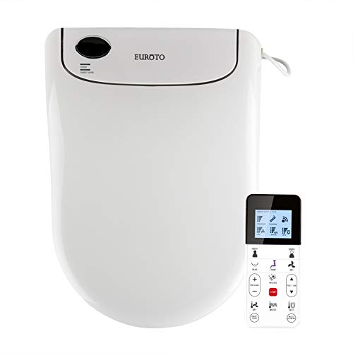 Euroto Smart Toilet Bidet Luxe Elongated, Unlimited Warm Water, Toilet Seats Adjustable Heated Seat, Dual Memory, Water Dual Nozzle Feminine Wash, Wireless Remote Control, Nightlight, 2020 Model