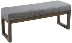 Red Hook Leda Rectangular Ottoman Bench with Fabric Upholstery, Large, Stone Grey
