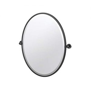 Gatco Glam Framed Oval Pivot Mirror, 27.5-inch, Matte Black