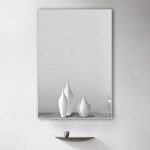 belle electrical Wall Mounted Bathroom Mirror 32x24 Inch, Modern Rectangular Metal Frame Makeup Silver Wall Mirror for Bathroom,Hanging Horizontally or Vertically