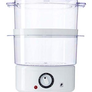 J-Jati-FS203A White 5.0 Quart 2-Tier Stack able Baskets Healthy Food Steamer, Auto Shutoff & Boil Dry Protection for Cooking Vegetables, Grains, Meats, Poultry, and many more!!