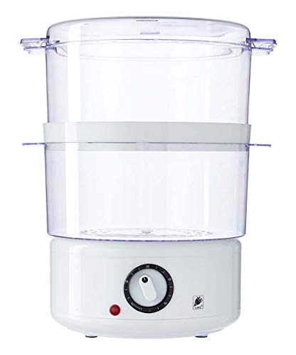 J-Jati-FS203A White 5.0 Quart 2-Tier Stack able Baskets Healthy Food Steamer, Auto Shutoff & Boil Dry Protection for Cooking Vegetables, Grains, Meats, Poultry, and many more!!