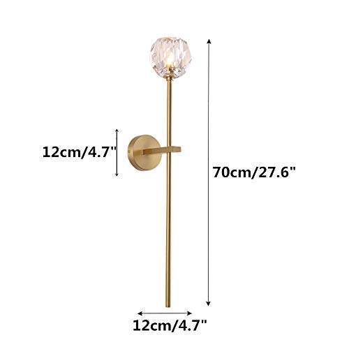 BOKT Luxury Crystal Ball Wall Lamp Modern Wall Mounted BOKT Luxurious Crystal Ball Wall Lamp Trendy Wall Mounted Gentle Vintage Brass for or Dwelling Room Lavatory Bed room and Hallway Wall Sconce Lighting (1-Gentle).
