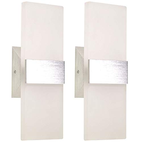 LED Modern Wall Sconce Lighting Fixture 12W Warm White Indoor Up Down Acrylic Wall Lamp 2 Pack