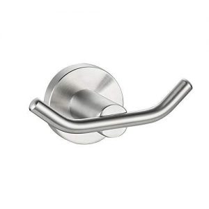 DESFAU Double Robe Hook, 304 Stainless Steel Coat and Towel Hooks for Bathroom Wall Mounted, Brushed Nickel