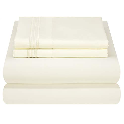 Mezzati Luxury Bed Sheet Set - Soft and Comfortable 1800 Prestige Collection - Brushed Microfiber Bedding (Ivory, Twin Size)
