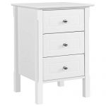YAHEETECH White Wood Nightstand 3 Drawers Bedside Table Cabinet with Solid Wood Legs Bedroom Furniture