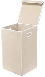 Simple Houseware Foldable Laundry Hamper Basket with Lid, Beige