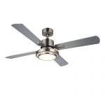 CO-Z 52-inch Ceiling Fan Light Brushed Nickel Finish with Four Silver/Walnut, Double Side Fan Blades, 15W LED & Remote Included, UL Certificate