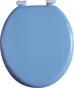 J&V Textiles Soft Round Toilet Seat With Easy Clean & Change Hinge, Padded (Light Blue)