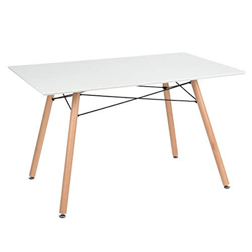 GreenForest Dining Table Rectangular Top Modern Leisure Coffee Table Home and Kitchen 44" x 30" White