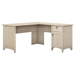 Bush Furniture Salinas L Shaped Desk with Storage in Antique White