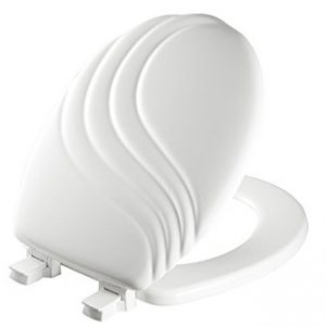 MAYFAIR 27ECA 000 Sculptured Swirl Toilet Seat will Never Loosen and Easily Remove, ROUND, Durable Enameled Wood, White
