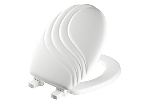 MAYFAIR 27ECA 000 Sculptured Swirl Toilet Seat will Never Loosen and Easily Remove, ROUND, Durable Enameled Wood, White