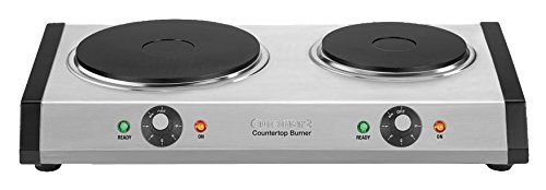 Cuisinart Cast-Iron Double Burner Cuisinart Forged-Iron Double Burner, 11.5"(L) x 19.5"(W) x 2.5"(H), Silver.