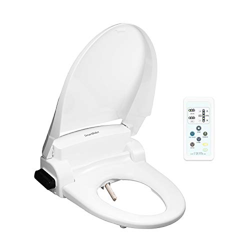 SmartBidet SB-1000 Electric Bidet Seat for Elongated Toilets with Remote Control- Electronic Heated Toilet Seat with Warm Air Dryer and Temperature Controlled Wash Functions (White)