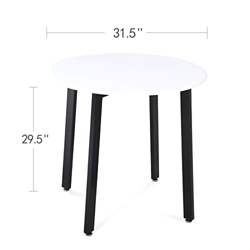 HOMOOI Round Dining Table, White Kitchen Round Table for Small Spaces Package deal Dimensions: 31.5 x 31.5 x 29.5 inches