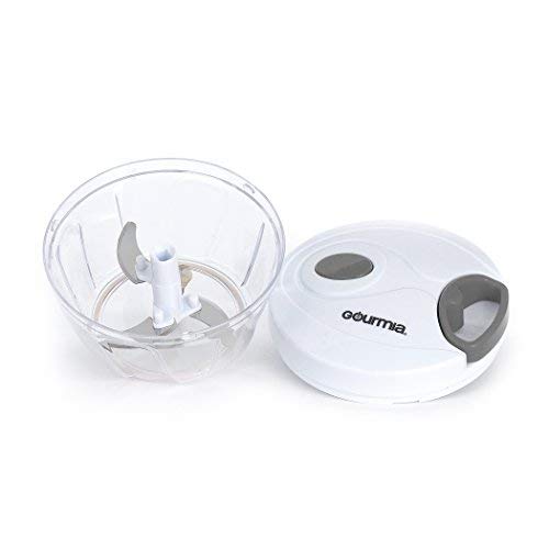 Gourmia Mini Slicer Pull String Manual Food Processor Gourmia GMS9280 Mini Slicer Pull String Guide Meals Processor With Bowl and Detachable Blade, Sturdy BPA free meals protected materials (2 Cup).