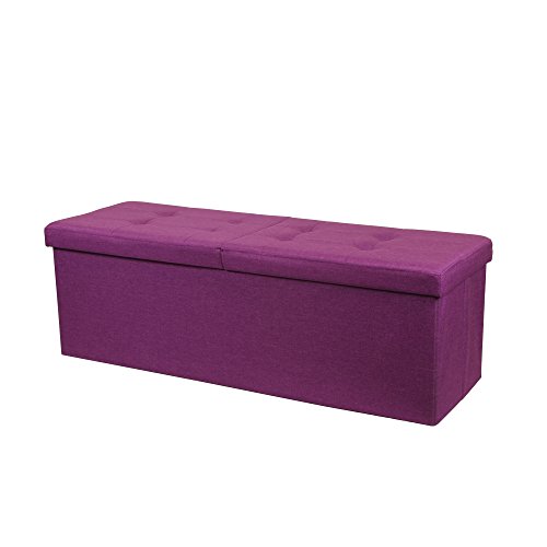 Otto and Ben Folding Toy Box Chest Upholstered Tufted Ottomans Otto &amp; Ben Folding Toy Box Chest Upholstered Tufted Ottomans, Orchid Purple.