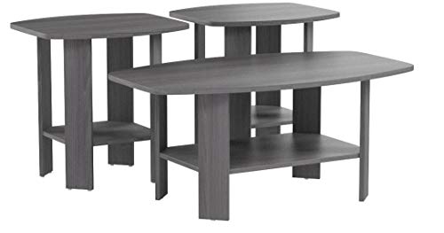 Monarch 3 Piece Table Set, Grey Monarch three Piece Desk Set, Gray
