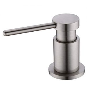 UEKPOE Dish Soap Dispenser for Kitchen Sink, 11oz Built in Solid Brass Hand Soap Dispenser, Brushed Nickel