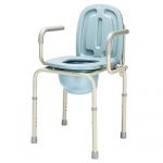 OMECAL 450lbs Drop Arm Medical Bedside Commode Chair, Homecare Toilet Seat with Safety Steel Frame, 8 Quart Capacity Pail, Adjustable Height Support Tool-Free Assembly