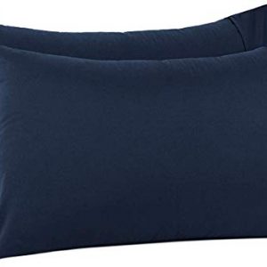 Lukeville Luxury Linen 800 Thread Count Pillowcase Set of 2 100% Cotton Pillowcover 4 Inch Top Hem Long Staple Cotton Pillow Cover,Sateen Finish,Soft,Breathable Navy Blue Solid King Size (20 X 40)