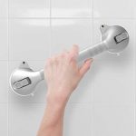 AmeriLuck Suction Bath Grab Bar 16.5" with Indicators, Bathroom Shower Handle (Silver, 1 Pack)