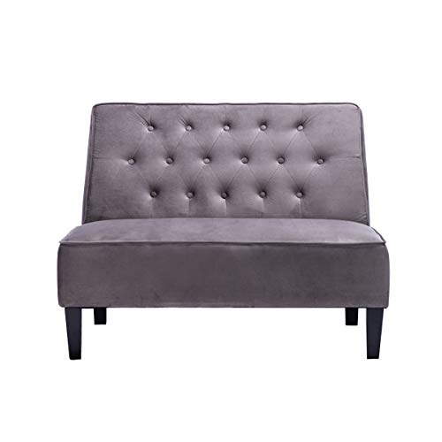 ANNJOE Button Tufted Loveseat Settee Upholstered Sofa Backrest Buckle ANNJOE Button Tufted Loveseat Settee Upholstered Sofa Backrest Buckle Couch Banquette Bench for Dining Room Living Room Bedroom Funiture(Gray 2).