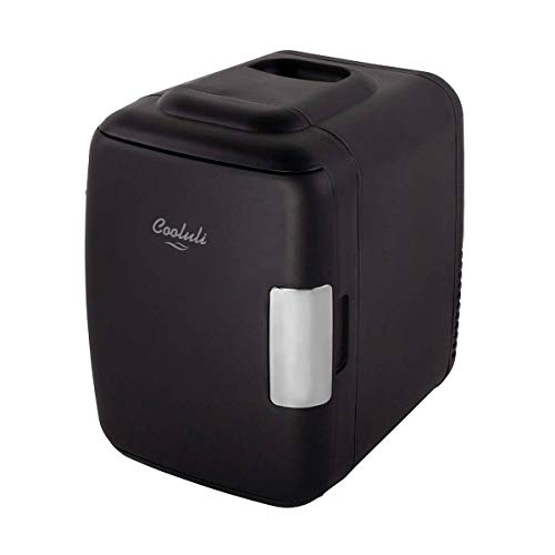 Cooluli Classic Black 4 Liter Compact Cooler Warmer Mini Fridge with AC/DC/USB Power - Great for Bedroom, Office, Car, Dorm - Portable Makeup Skincare Fridge