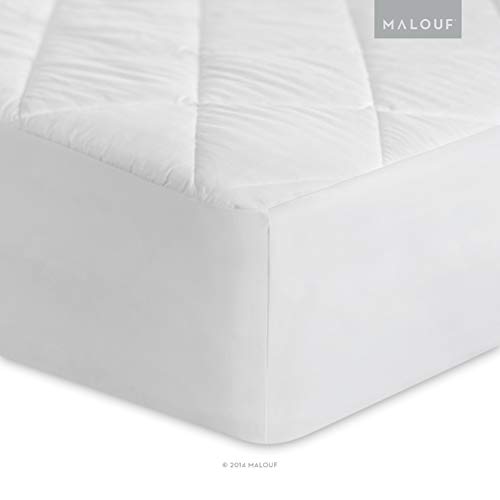 MALOUF Quilted Mattress Pad with Soft Down Alternative Fill-Hypoallergenic MALOUF Quilted Mattress Pad with Smooth Down Various Fill-Hypoallergenic, King, White.