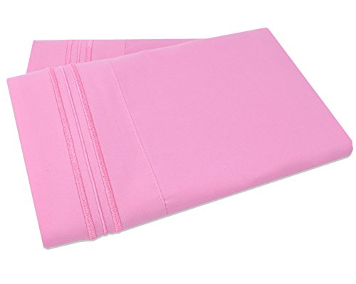 Mezzati Luxury Two Pillow Cases – Soft and Comfortable 1800 Prestige Collection – Brushed Microfiber Bedding (Pink, Set of 2 King Size Pillow Cases)