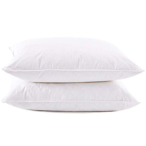 puredown Premium White Goose Feather and Down Pillow Set with Luxury Pillow 500 Fill Power, Set of 2 King Size