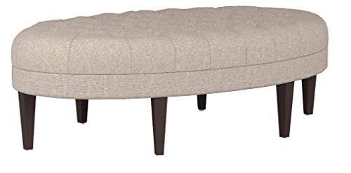 Madison Park Martin Oval Surfboard Tufted Ottoman Large Madison Park Martin Oval Surfboard Tufted Ottoman Large - Soft Fabric, All Foam, Wood Frame Light Grey Oval Coffee Table Ottoman - 1 Piece Modern Design Coffee Table for Living Room.