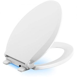 Kohler 75796-0 Cachet Nightlight Quiet-Close With Grip-Tight Elongated-Front Toilet Seat In White